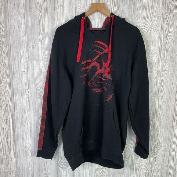 Legendary Whitetails The Outfitter Men's Large Tall Black Red Hoodie Sweatshirt - Picture 2 of 6